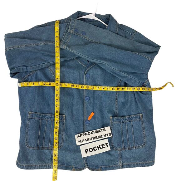 Denim & Co Blazer Womens 3x Blue Jacket Work Office Basic Festival Ranch America - Picture 3 of 16